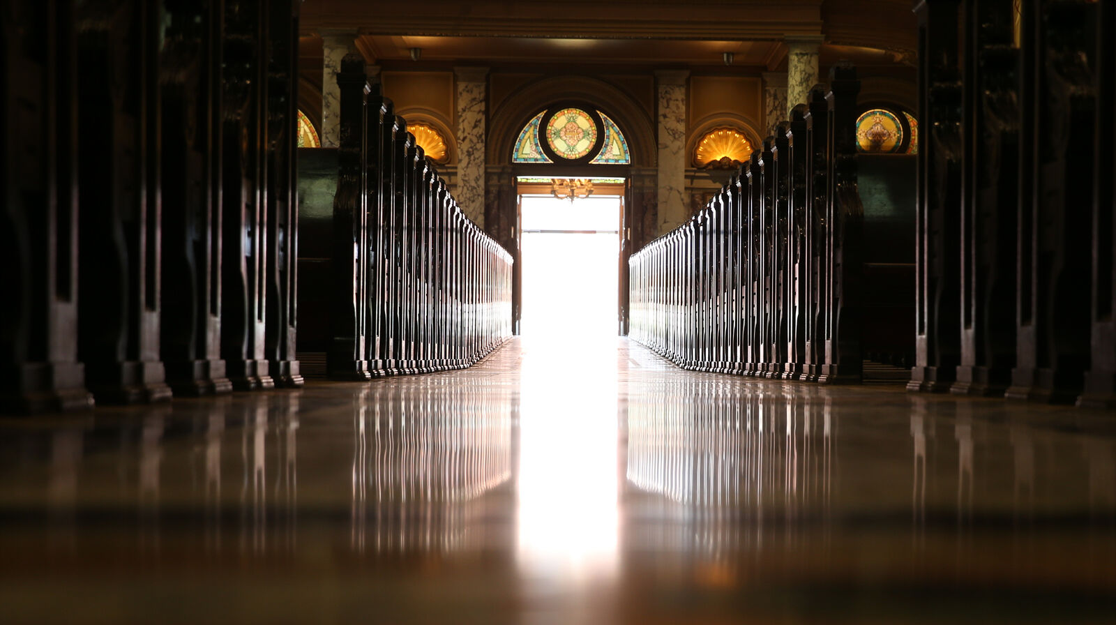 African mahogany pews